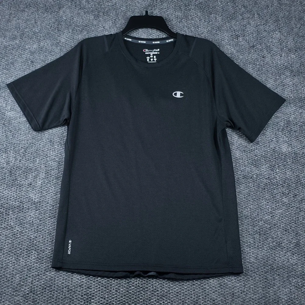 Champion Performance Vapor Shirt Black Mens Medium Short Sleeve Athletic - Picture 2 of 6
